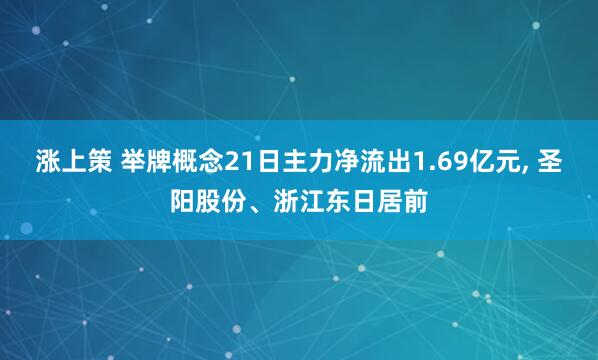 涨上策 举牌概念21日主力净流出1.69亿元, 圣阳股份、浙江东日居前